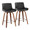 Santi 25" Mid-Century Modern Fixed-Height Counter Stool with Swivel in Walnut Wood and Grey Faux Leather with Square Chrome Metal Footrest- Set of 2 — pair view