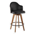 Ahoy Mid-Century Counter Stool in Walnut and Black Faux Leather — product view