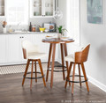 Ahoy counter stool in Walnut Bamboo, Cream PU, Black Metal, Brass Metal