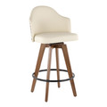 Ahoy Mid-Century Counter Stool in Walnut and Cream Faux Leather — product view
