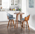 Ahoy counter stool in Walnut Bamboo, Grey PU, Black Metal, Brass Metal