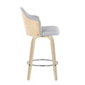 Ahoy counter stool in Natural Bamboo, Light Grey Fabric, Chrome, side view, featuring swivel