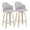 Ahoy 26" Contemporary Fixed-Height Counter Stool with Swivel in Natural Bamboo Legs and Round Chrome Metal Footrest with Light Grey Fabric Seat and Natural Bamboo Back- Set of 2 — pair view