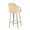 Ahoy 26" Contemporary Fixed-Height Counter Stool with Swivel in Natural Bamboo Legs and Round Chrome Metal Footrest with Light Grey Fabric Seat and Natural Bamboo Back- Set of 2 — rear three-quarter view