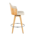 Ahoy counter stool in Natural Bamboo, Cream PU, Chrome, side view, featuring swivel
