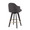 Ahoy counter stool in Black Wood, Chrome, Charcoal Fabric, back and side view, featuring swivel and wood frame
