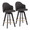 Ahoy Contemporary 26" Fixed-Height Counter Stool with Black Wood Legs and Round Chrome Metal Footrest with Charcoal Fabric Seat- Set of 2 — pair view