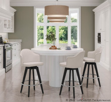 Ahoy counter stool in Black Wood, Chrome, Cream Fabric, featuring swivel and wood frame
