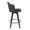 Ahoy 26" Upholstered Contemporary Fixed-Height Counter Stool with Swivel in Black Bamboo and Charcoal Fabric with Round Black Metal Footrest- Set of 2 — side view