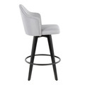 Ahoy counter stool in Black Bamboo, Light Grey Fabric, Black Metal, side view, featuring swivel and metal footrest