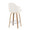 Ahoy Mid-Century Modern Fixed-Height Counter Stool with Zebra Wood Legs and Round Chrome Footrest with Cream Fabric- Set of 2 — rear three-quarter view
