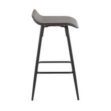 Ale counter stool in Black Metal, Espresso PU, side view, featuring metal design