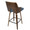 Ariana counter stool in Walnut Wood, Blue Fabric, Black Metal, back and side view