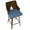 Ariana counter stool in Walnut Wood, Blue Fabric, Black Metal, top view