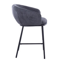 Ashland counter stool in Black Steel, Charcoal Fabric, side view, featuring metal design and fabric design