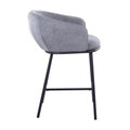 Ashland counter stool in Black Steel, Grey Fabric, side view, featuring metal design and fabric design