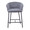 Ashland counter stool in Black Steel, Grey Fabric, front view, featuring metal design and fabric design