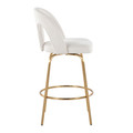 Ava counter stool in Gold Metal, Snow White Fabric, side view, featuring swivel