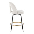 Ava counter stool in Black Metal, Snow White Fabric, Gold Metal, side view, featuring swivel
