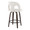 Ava Upholstered 26" Contemporary Fixed-Height Counter Stool with Swivel in Walnut Glazed Wood and Snow White Fabric with Rounded Black Metal Footrest- Set of 2 — rear three-quarter view