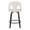 Ava Upholstered 26" Contemporary Fixed-Height Counter Stool with Swivel in Walnut Glazed Wood and Snow White Fabric with Rounded Black Metal Footrest- Set of 2 — back view