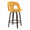 Ava counter stool in Walnut Glazed Wood, Yellow Fabric, Black Metal, back and side view, featuring swivel and wood frame