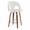Ava counter stool in Walnut Wood, Snow White Fabric, Chrome Metal, back and side view, featuring swivel and wood frame
