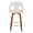 Ava Upholstered 26" Contemporary Fixed-Height Counter Stool with Swivel in Walnut Wood and Snow White Fabric with Round Chrome Metal Footrest- Set of 2 — back view