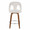 Ava Upholstered 26" Contemporary Fixed-Height Counter Stool with Swivel in Walnut Wood and Snow White Fabric with Round Chrome Metal Footrest- Set of 2 — front view