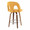 Ava Upholstered 26" Contemporary Fixed-Height Counter Stool with Swivel in Walnut Wood and Yellow Fabric with Round Chrome Metal Footrest- Set of 2 — rear three-quarter view
