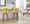 Ava Upholstered 26" Contemporary Fixed-Height Counter Stool with Swivel in Walnut Wood and Yellow Fabric with Round Chrome Metal Footrest- Set of 2 — lifestyle photo 3