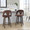 Ava counter stool in Walnut Glazed Wood, Espresso Velvet, Black Metal, featuring swivel and wood frame