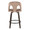 Ava counter stool in Walnut Glazed Wood, Taupe Velvet, Black Metal, back view, featuring swivel and wood frame