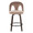 Ava counter stool in Walnut Glazed Wood, Taupe Velvet, Black Metal, front view, featuring swivel and wood frame