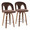 Ava Upholstered 26" Contemporary Fixed-Height Counter Stool with Swivel in Walnut Wood and Espresso Velvet with Round Chrome Metal Footrest- Set of 2 — pair view