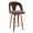 Ava Upholstered 26" Contemporary Fixed-Height Counter Stool with Swivel in Walnut Wood and Espresso Velvet with Round Chrome Metal Footrest- Set of 2 — product view