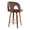 Ava Upholstered 26" Contemporary Fixed-Height Counter Stool with Swivel in Walnut Wood and Espresso Velvet with Round Chrome Metal Footrest- Set of 2 — rear three-quarter view