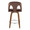 Ava Upholstered 26" Contemporary Fixed-Height Counter Stool with Swivel in Walnut Wood and Espresso Velvet with Round Chrome Metal Footrest- Set of 2 — back view