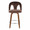 Ava Upholstered 26" Contemporary Fixed-Height Counter Stool with Swivel in Walnut Wood and Espresso Velvet with Round Chrome Metal Footrest- Set of 2 — front view