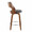 Cecina counter stool in Walnut Wood, Brown PU, Chrome Metal, side view, featuring swivel and wood frame