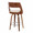 Cecina Mid-Century Modern 26" Fixed-Height Counter Stool with Swivel in Walnut Wood and Cream Faux Leather with Round Chrome Metal Footrest- Set of 2 — rear three-quarter view
