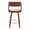 Cecina Mid-Century Modern 26" Fixed-Height Counter Stool with Swivel in Walnut Wood and Cream Faux Leather with Round Chrome Metal Footrest- Set of 2 — back view