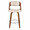 Cecina Mid-Century Modern 26" Fixed-Height Counter Stool with Swivel in Walnut Wood and Cream Faux Leather with Round Chrome Metal Footrest- Set of 2 — front view