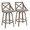 Charlotte counter stool in Light Grey Wood, Grey Fabric, coordinated set view, featuring swivel and upholstered seat