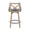 Charlotte counter stool in Whitewashed Wood, Blue Fabric, Black Metal, back view, featuring swivel and upholstered seat
