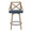 Charlotte counter stool in Whitewashed Wood, Blue Fabric, Black Metal, front view, featuring swivel and upholstered seat