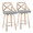Charlotte counter stool in Whitewashed Wood, Chrome Metal, Light Grey Fabric, coordinated set view, featuring swivel and upholstered seat