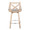 Charlotte counter stool in Whitewashed Wood, Chrome Metal, Light Grey Fabric, back view, featuring swivel and upholstered seat