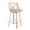 Charlotte 26" Farmhouse Fixed-Height Counter Stool with Swivel in Whitewashed Wood and Light Grey Fabric with Round Chrome Metal Footrest- Set of 2 — rear three-quarter view