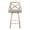 Charlotte 26" Farmhouse Fixed-Height Counter Stool with Swivel in Whitewashed Wood and Light Grey Fabric with Round Chrome Metal Footrest- Set of 2 — front view